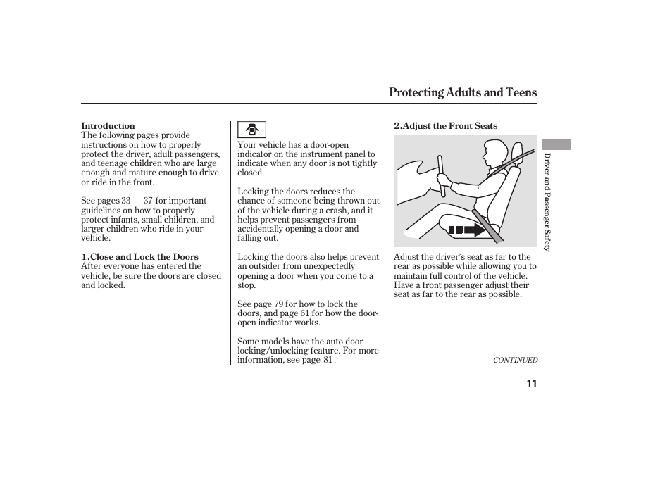 Protecting adults and teens | HONDA 2008 honda civic User Manual | Page 17 / 326