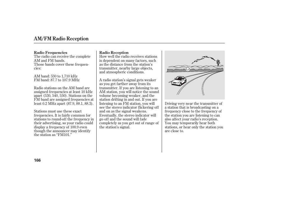 Am/fm radio reception | HONDA 2008 honda civic User Manual | Page 172 / 326