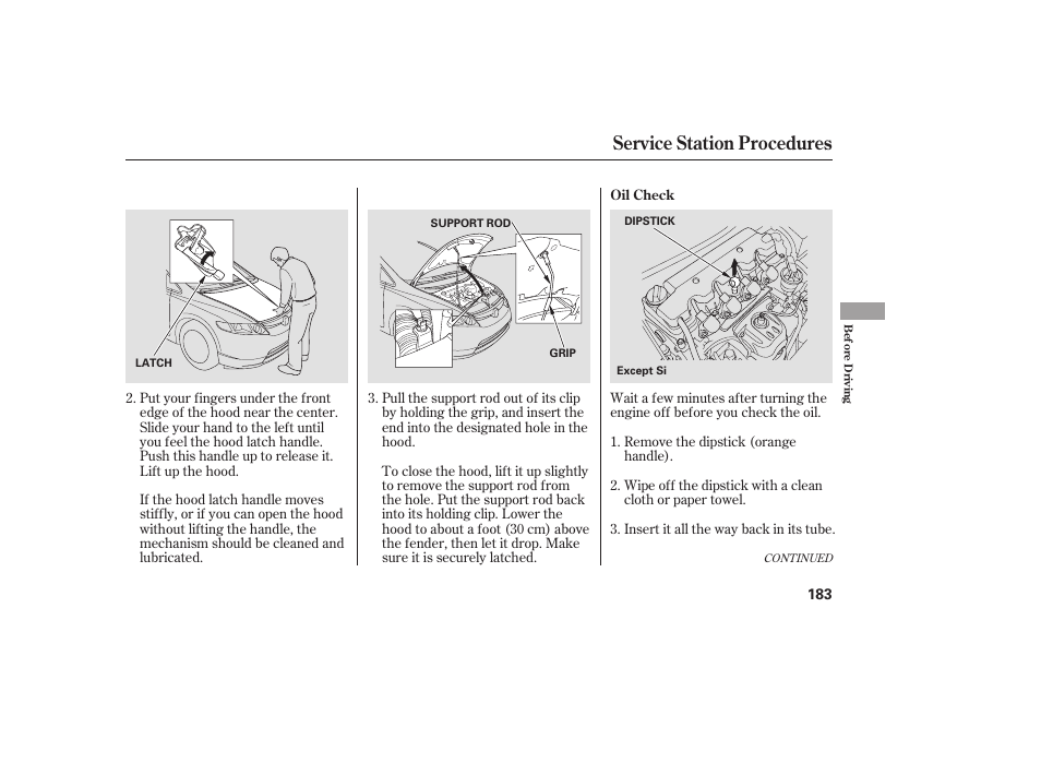 Service station procedures | HONDA 2008 honda civic User Manual | Page 189 / 326