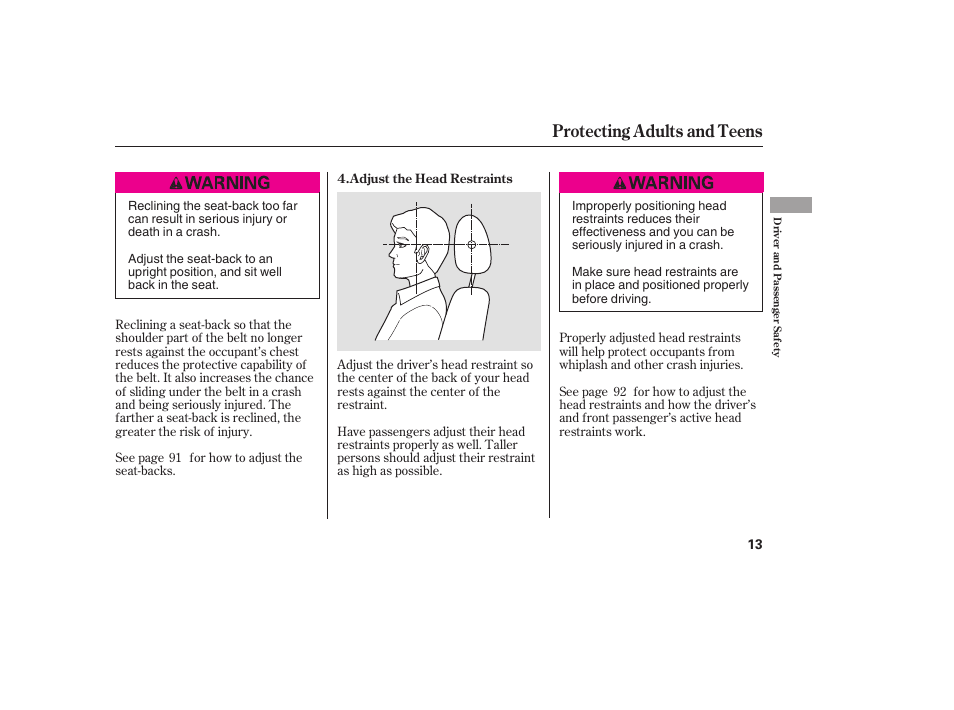 Protecting adults and teens | HONDA 2008 honda civic User Manual | Page 19 / 326