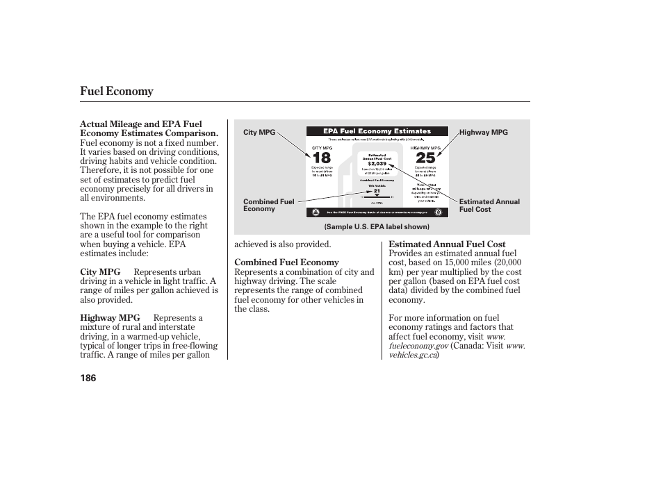 Fuel economy | HONDA 2008 honda civic User Manual | Page 192 / 326