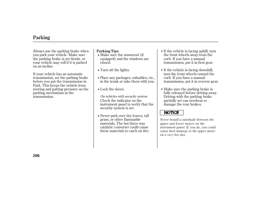 Parking | HONDA 2008 honda civic User Manual | Page 212 / 326