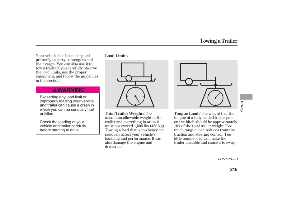 Towing a trailer | HONDA 2008 honda civic User Manual | Page 221 / 326