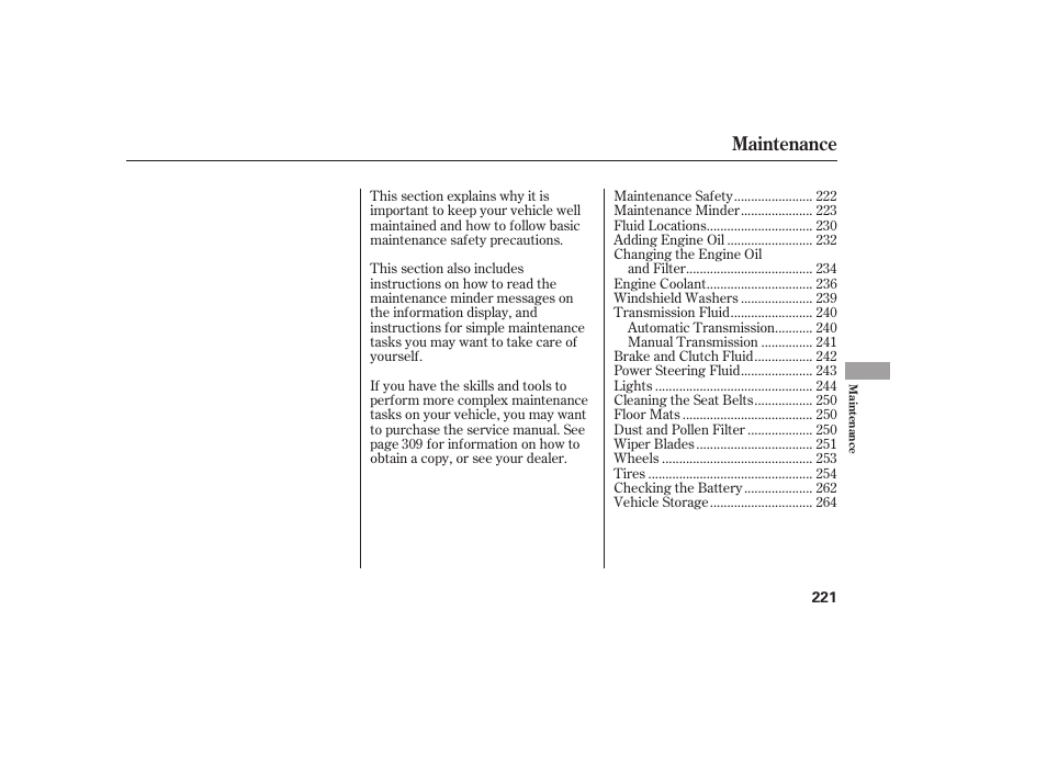 Maintenance | HONDA 2008 honda civic User Manual | Page 227 / 326