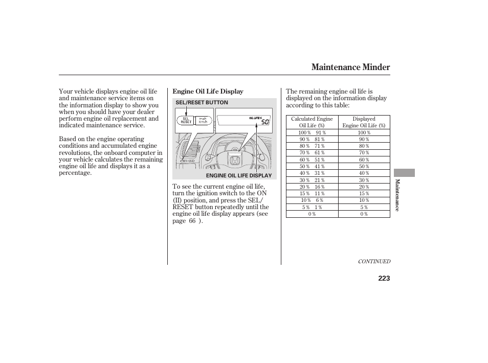 Maintenance minder | HONDA 2008 honda civic User Manual | Page 229 / 326