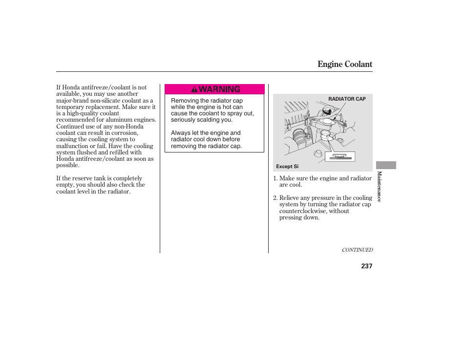 Engine coolant | HONDA 2008 honda civic User Manual | Page 243 / 326