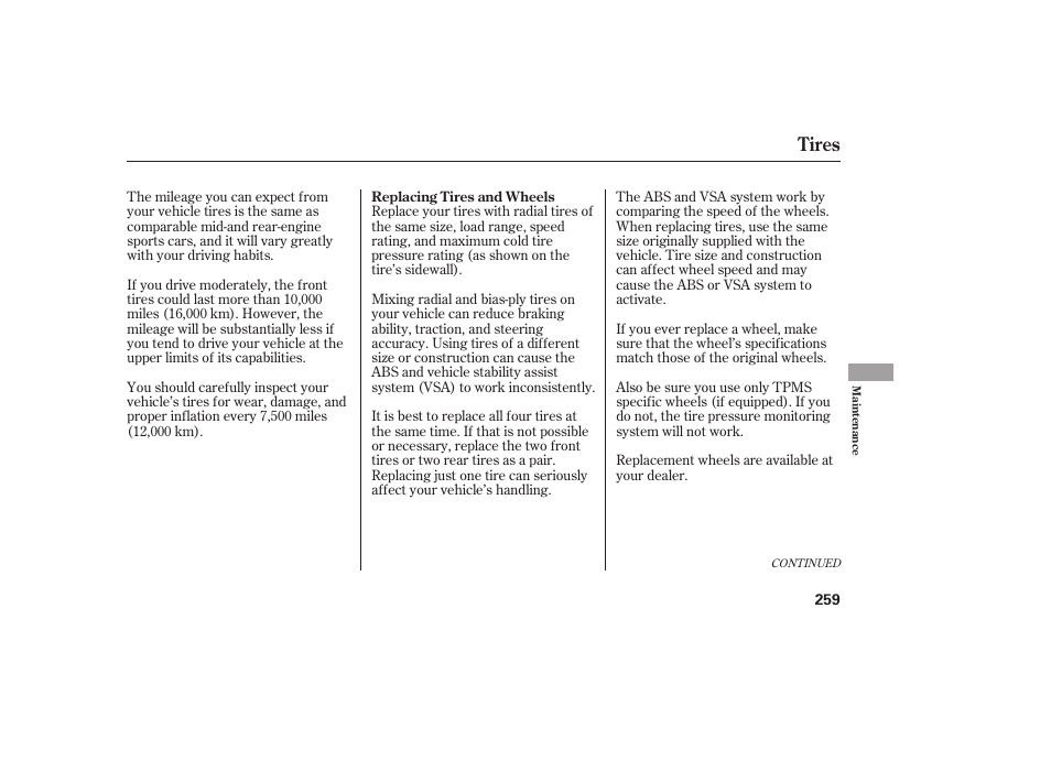 Tires | HONDA 2008 honda civic User Manual | Page 265 / 326