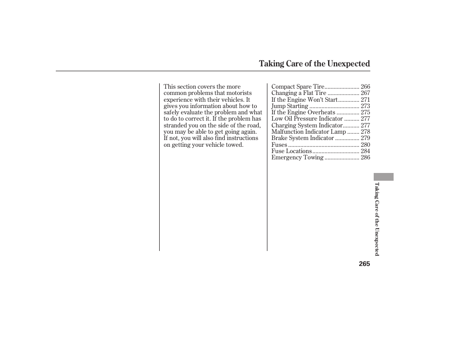 Taking care of the unexpected | HONDA 2008 honda civic User Manual | Page 271 / 326