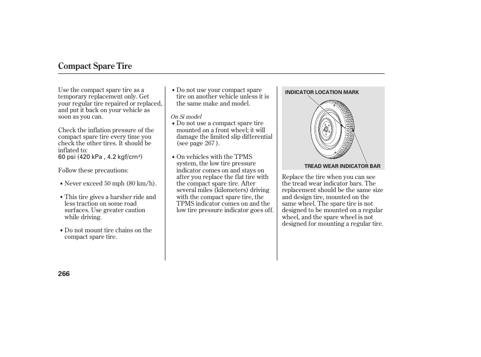 Compact spare tire | HONDA 2008 honda civic User Manual | Page 272 / 326