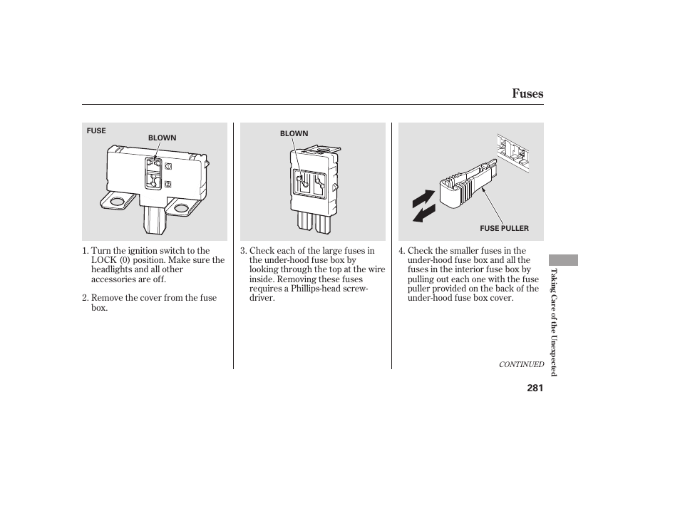 Fuses | HONDA 2008 honda civic User Manual | Page 287 / 326