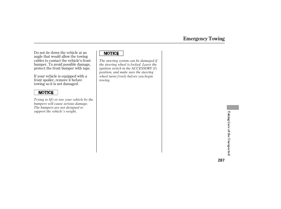 Emergency towing | HONDA 2008 honda civic User Manual | Page 293 / 326