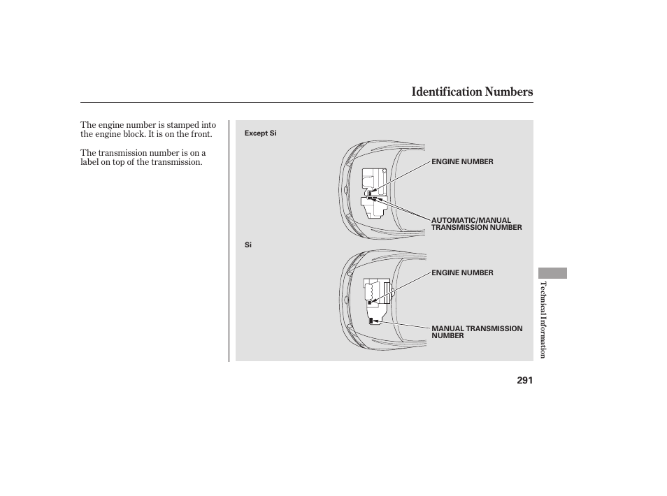 Identification numbers | HONDA 2008 honda civic User Manual | Page 297 / 326