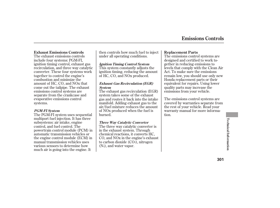 Emissions controls | HONDA 2008 honda civic User Manual | Page 307 / 326