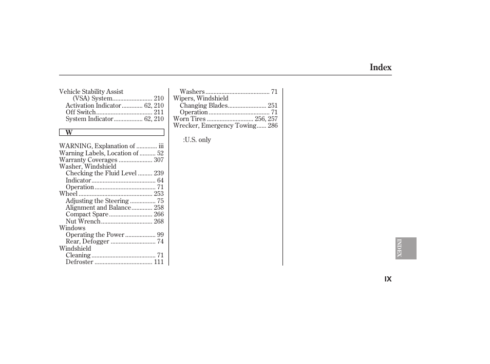 Index | HONDA 2008 honda civic User Manual | Page 325 / 326