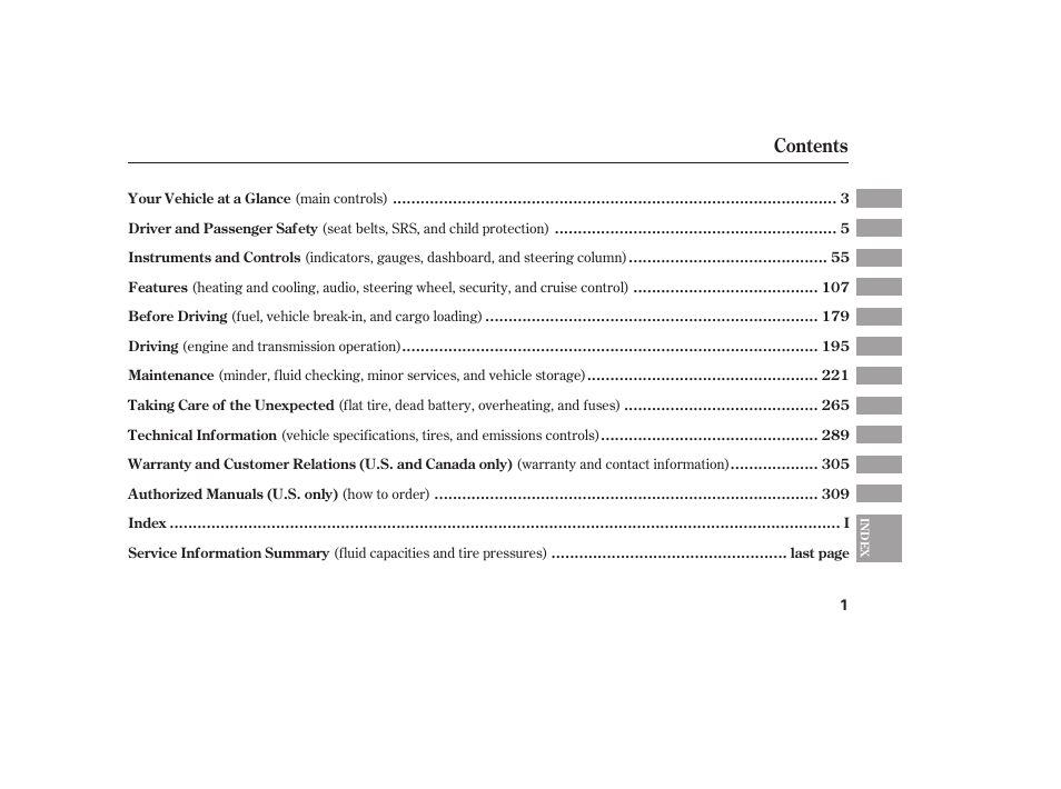 HONDA 2008 honda civic User Manual | Page 7 / 326