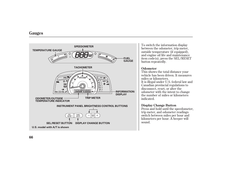 Gauges | HONDA 2008 honda civic User Manual | Page 72 / 326