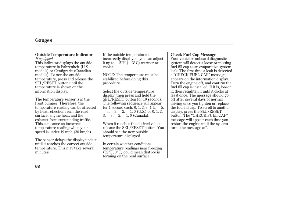 Gauges | HONDA 2008 honda civic User Manual | Page 74 / 326