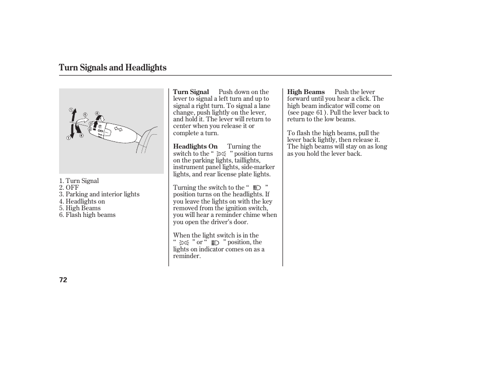 Turn signals and headlights | HONDA 2008 honda civic User Manual | Page 78 / 326