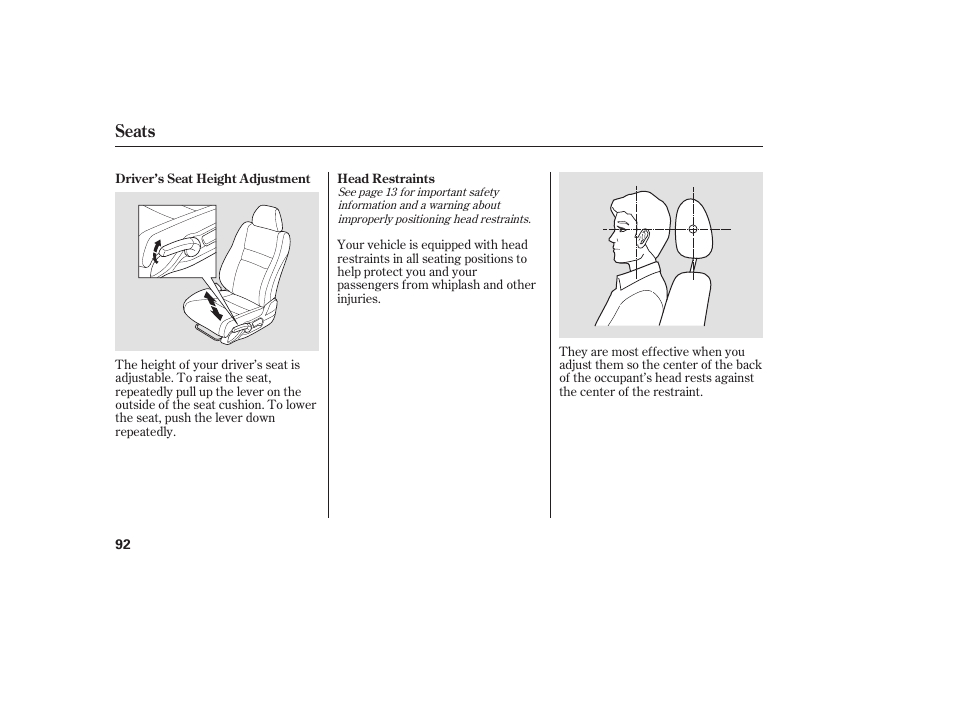 Seats | HONDA 2008 honda civic User Manual | Page 98 / 326