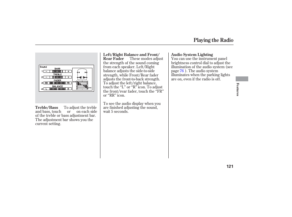 Playing the radio | HONDA 2006 honda pilot User Manual | Page 123 / 316