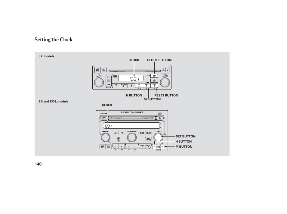 Setting the clock | HONDA 2006 honda pilot User Manual | Page 142 / 316