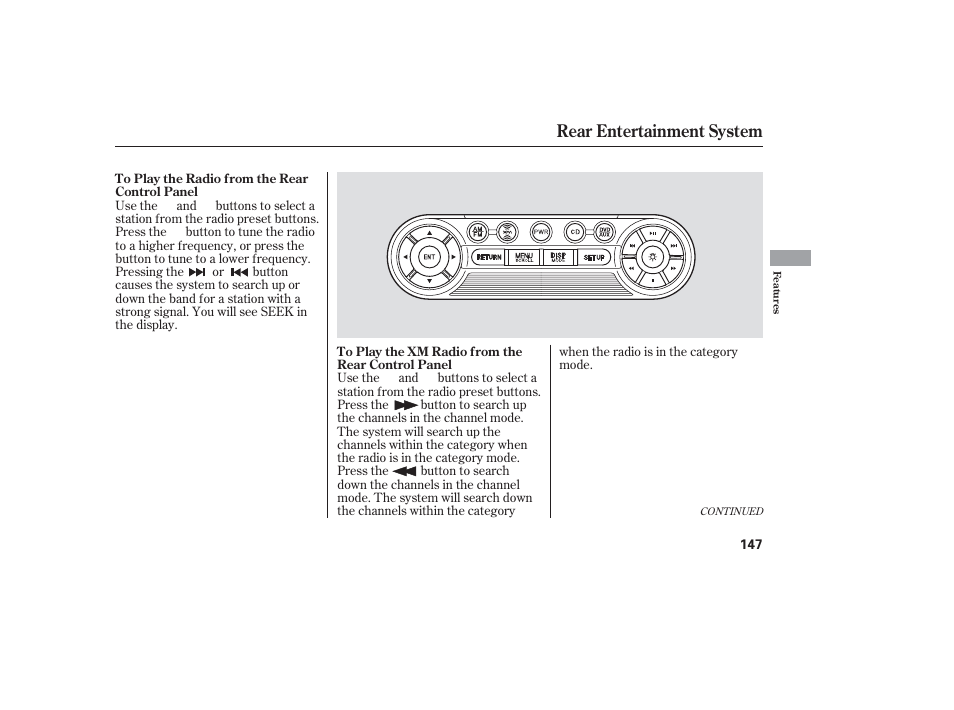 Rear entertainment system | HONDA 2006 honda pilot User Manual | Page 149 / 316