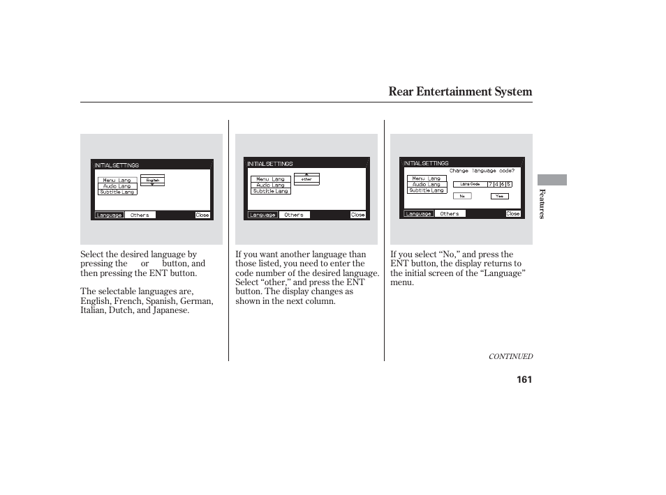 Rear entertainment system | HONDA 2006 honda pilot User Manual | Page 163 / 316