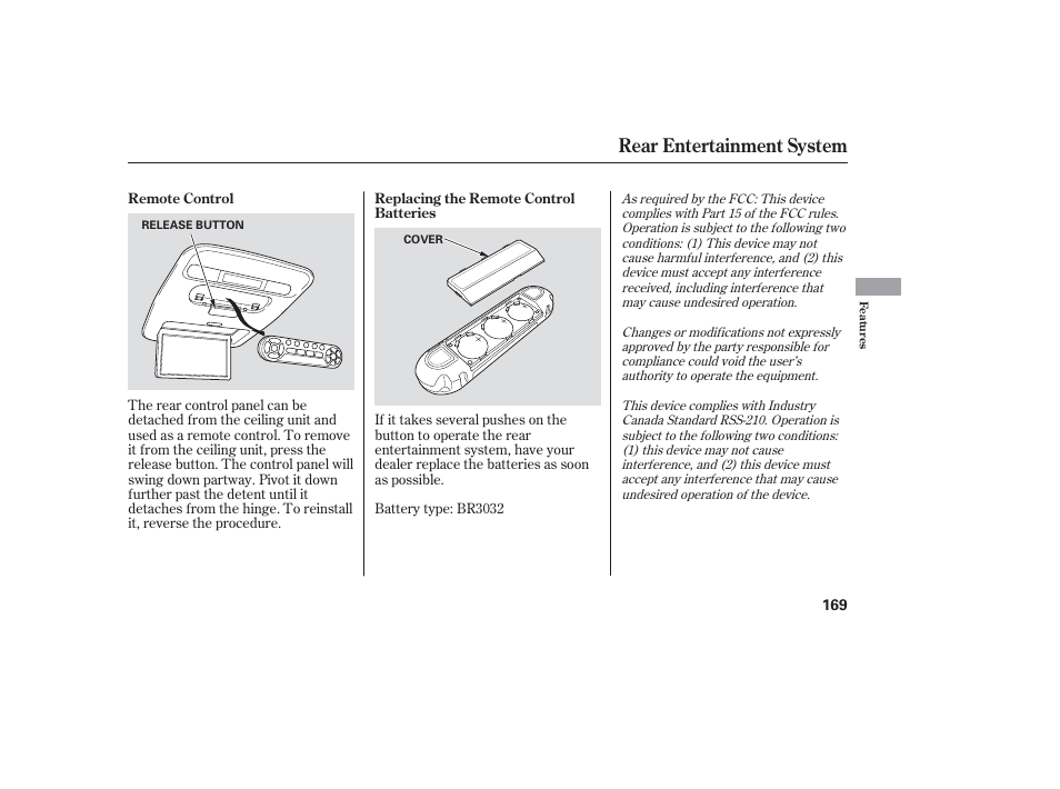 Rear entertainment system | HONDA 2006 honda pilot User Manual | Page 171 / 316