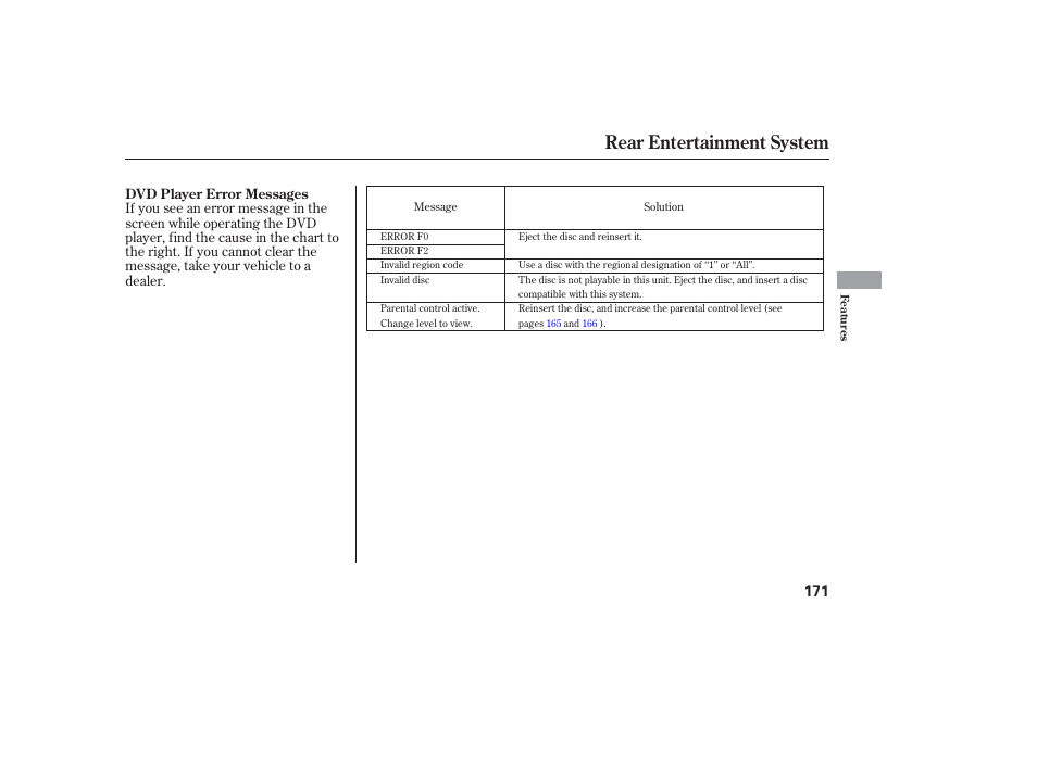 Rear entertainment system | HONDA 2006 honda pilot User Manual | Page 173 / 316