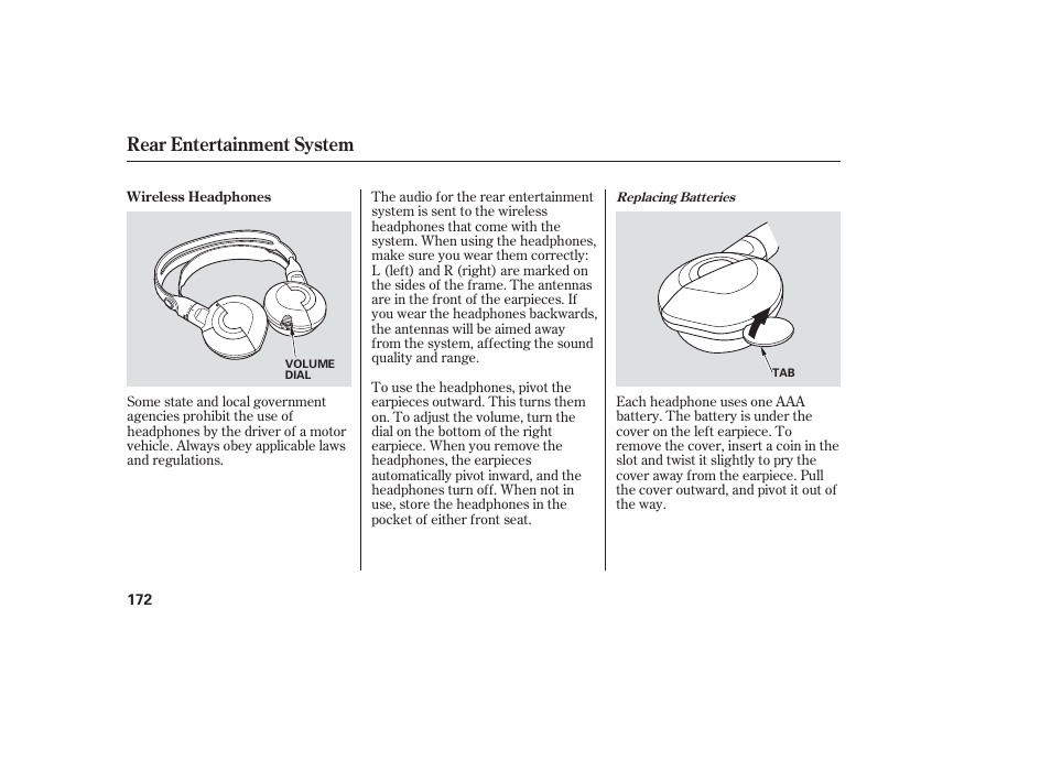 Rear entertainment system | HONDA 2006 honda pilot User Manual | Page 174 / 316