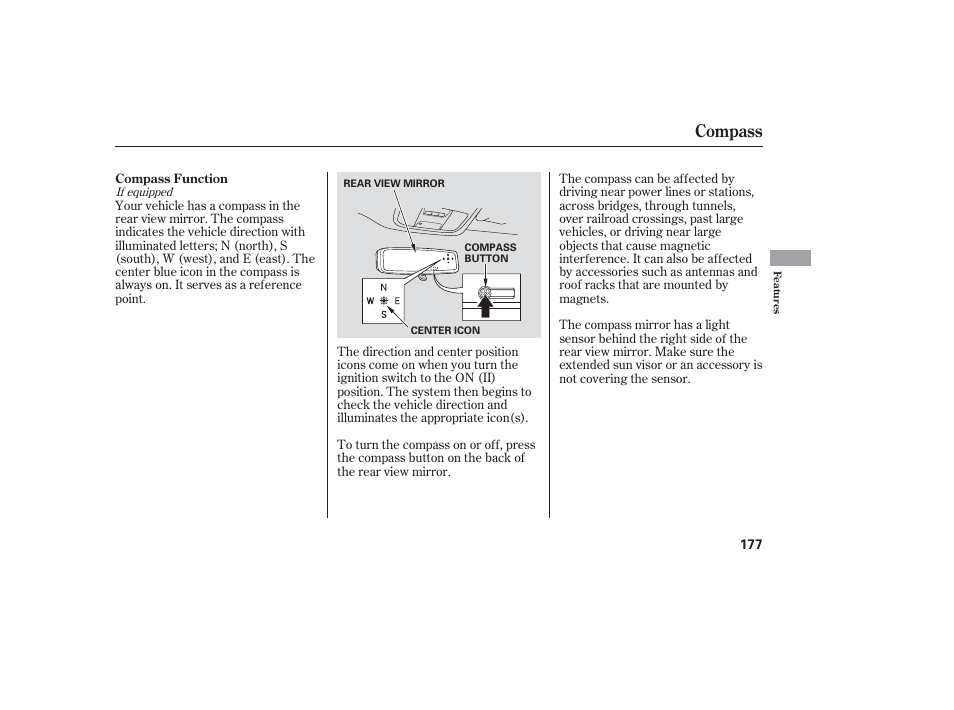 Compass | HONDA 2006 honda pilot User Manual | Page 179 / 316