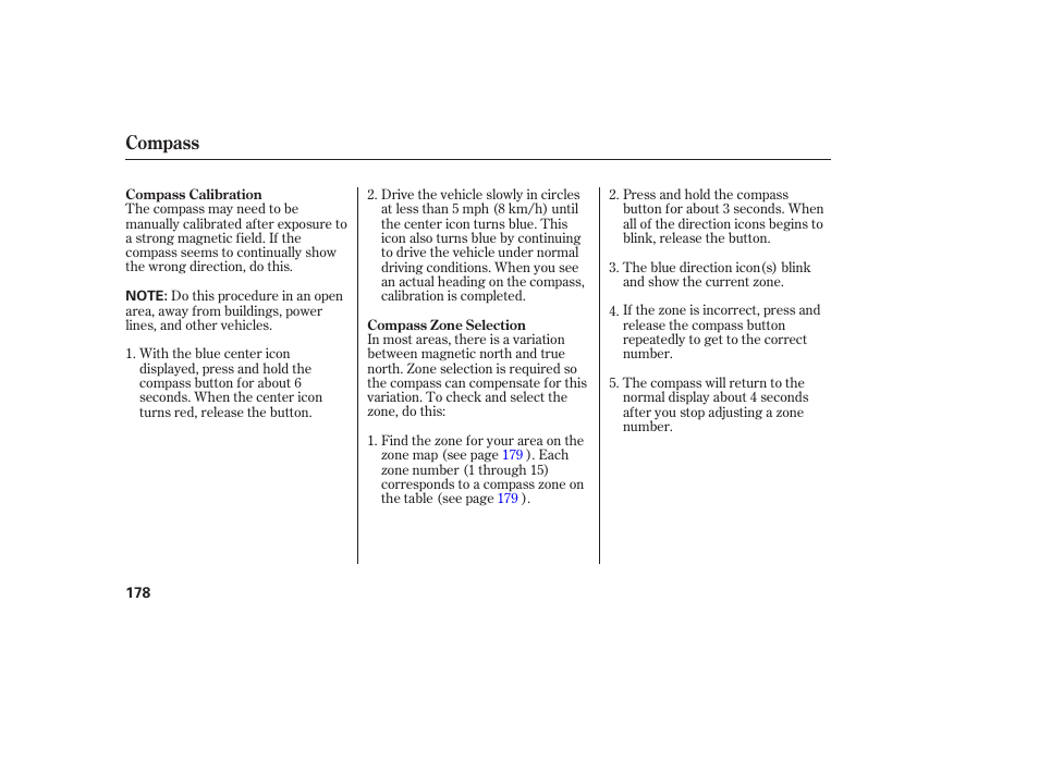 Compass | HONDA 2006 honda pilot User Manual | Page 180 / 316