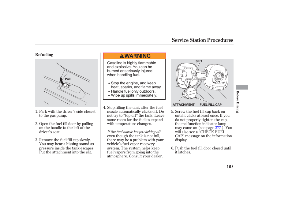 Service station procedures | HONDA 2006 honda pilot User Manual | Page 189 / 316