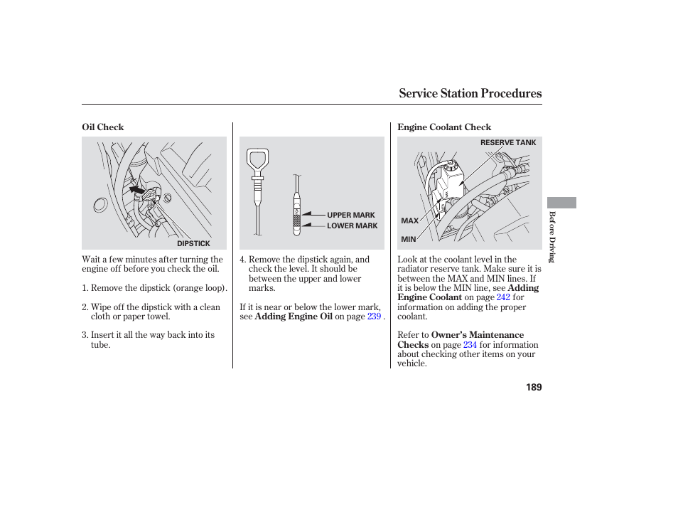 Service station procedures | HONDA 2006 honda pilot User Manual | Page 191 / 316