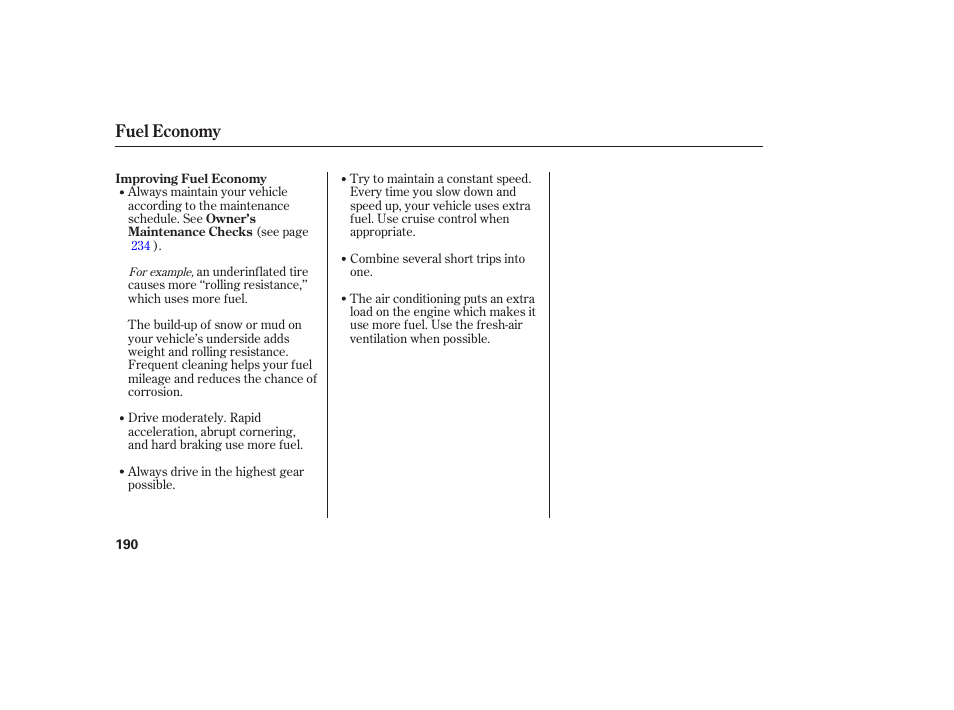 Fuel economy | HONDA 2006 honda pilot User Manual | Page 192 / 316