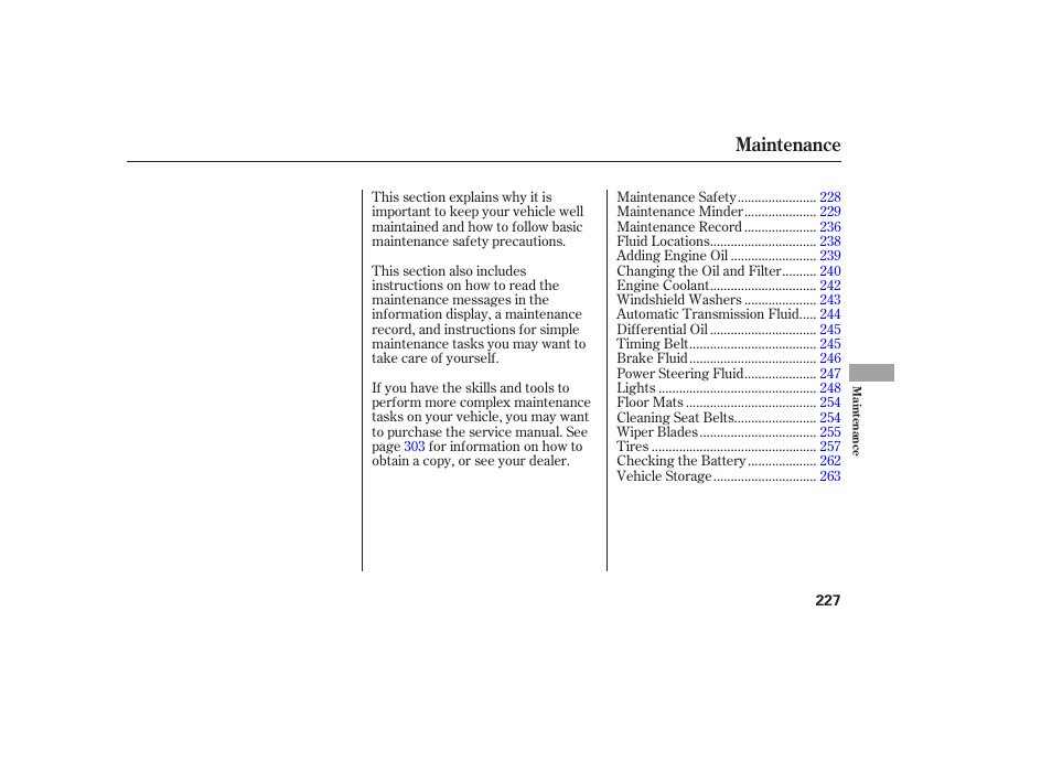 Maintenance | HONDA 2006 honda pilot User Manual | Page 229 / 316