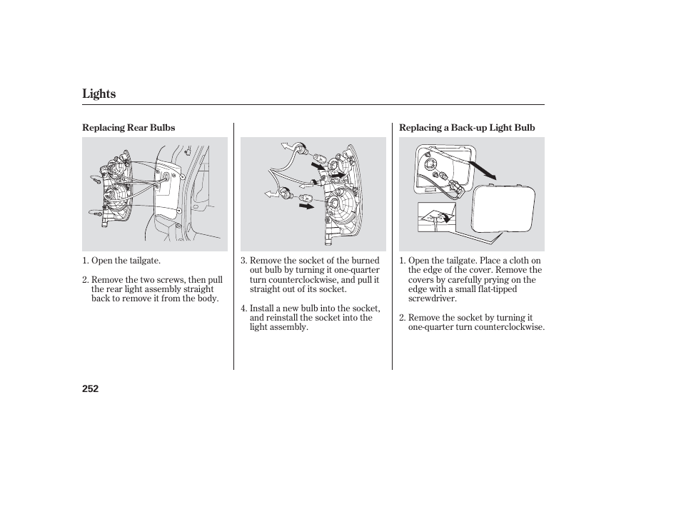 Lights | HONDA 2006 honda pilot User Manual | Page 254 / 316