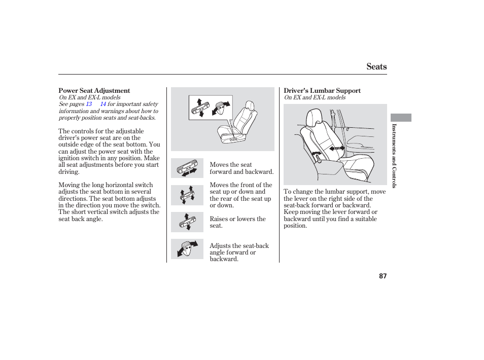 Seats | HONDA 2006 honda pilot User Manual | Page 89 / 316