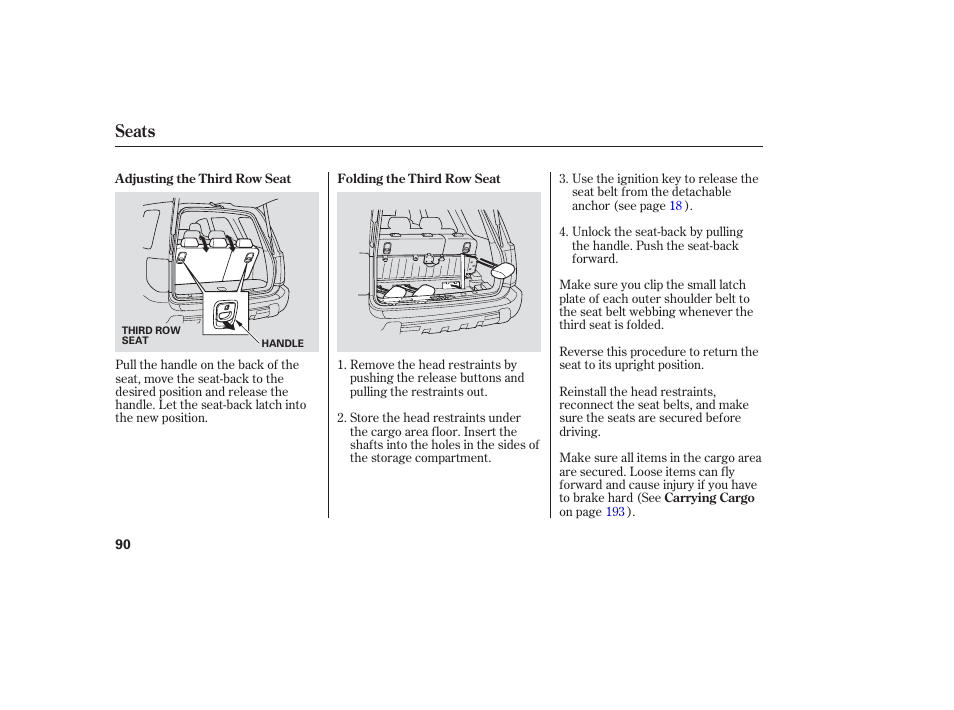 Seats | HONDA 2006 honda pilot User Manual | Page 92 / 316