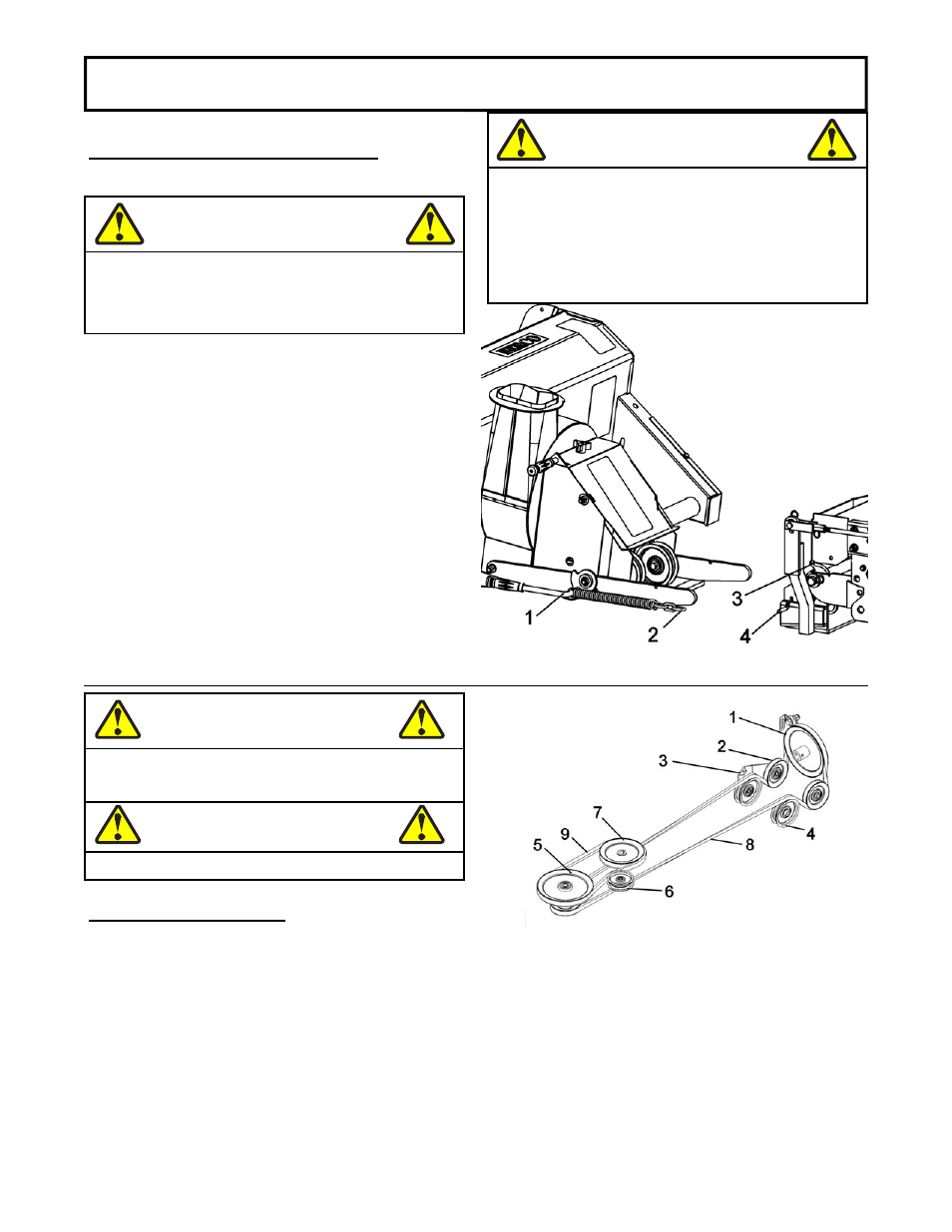 Warning, Caution | Bercomac Subframe & Drive Mechanism for JOHN DEERE Series X300 User Manual | Page 13 / 28