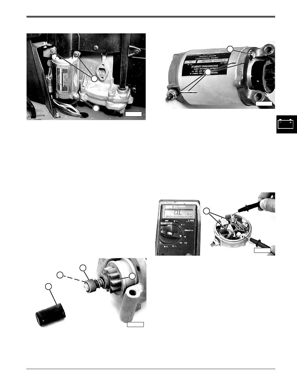 Remove and install starter, Replace bendix drive, Repair starter and replace brushes | John Deere stx38 User Manual | Page 161 / 314