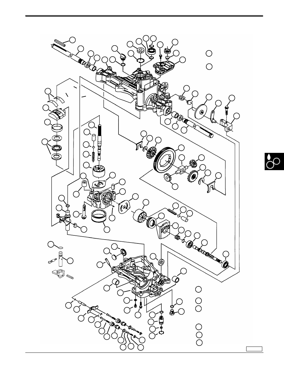 Hydrostatic transaxle, Component location | John Deere stx38 User Manual | Page 239 / 314