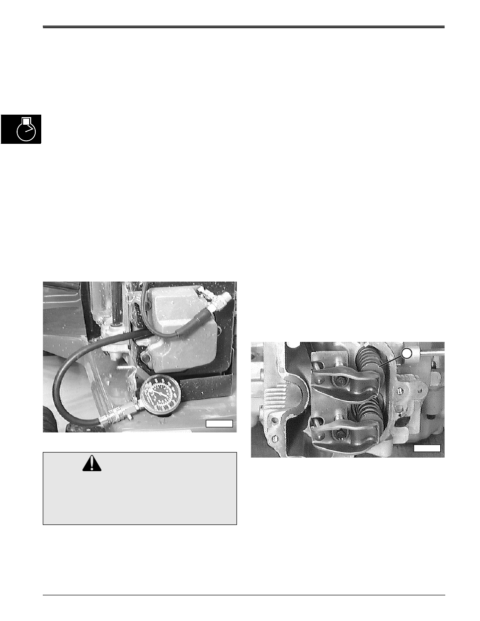 Caution, Cylinder compression test, Automatic compression release (acr) test | John Deere stx38 User Manual | Page 54 / 314