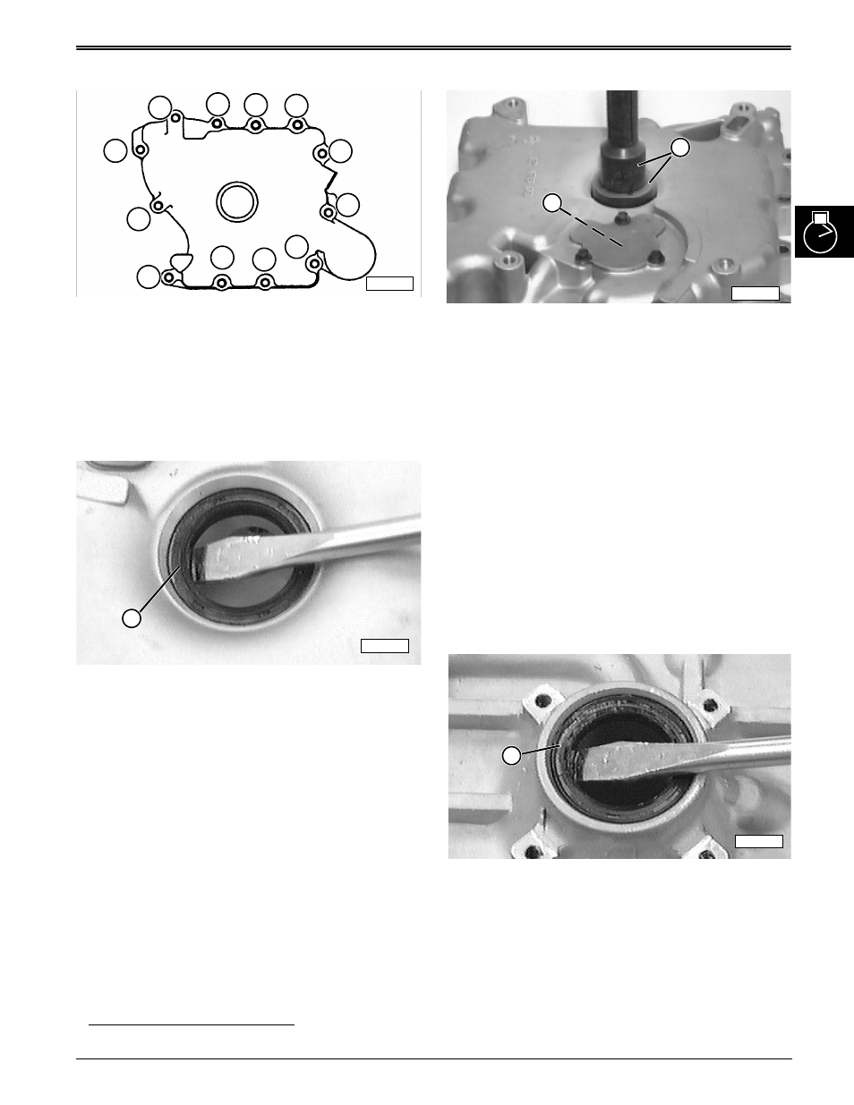 Remove and install oil pan seal, Remove and install crankcase oil seal | John Deere stx38 User Manual | Page 81 / 314