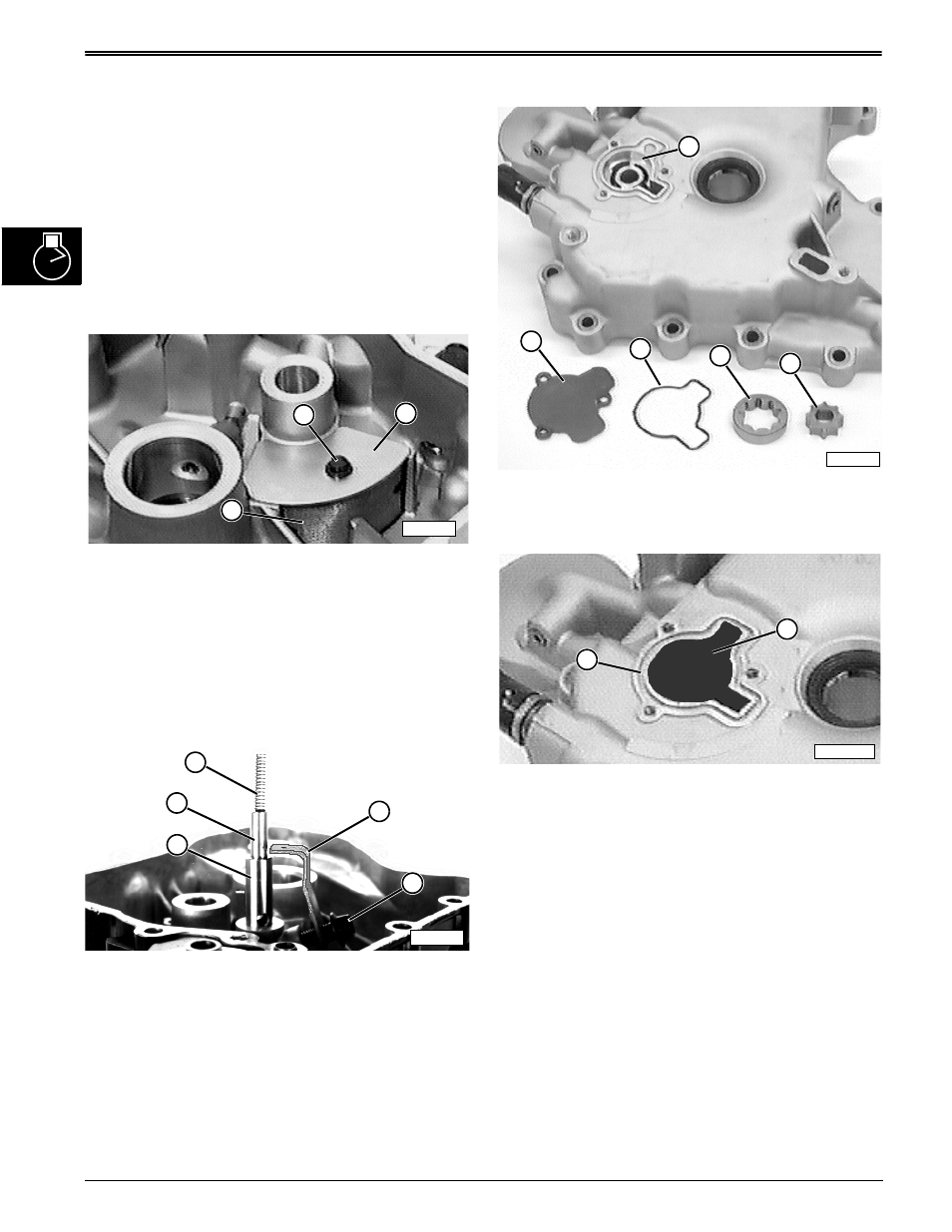 Inspect oil pickup, Oil pump relief valve inspect ion, Oil pump installation | Repair | John Deere stx38 User Manual | Page 82 / 314