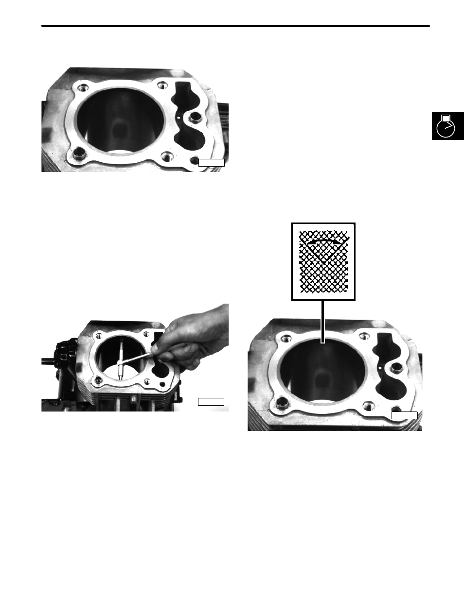 Cylinder block remove & install, Cylinder block inspect, Cylinder bore deglazing | John Deere stx38 User Manual | Page 83 / 314