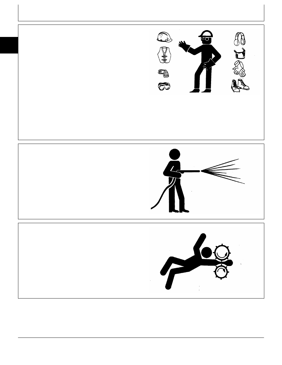 Wear protective clothing, Work in clean area, Service machines safely | John Deere 318 User Manual | Page 16 / 440