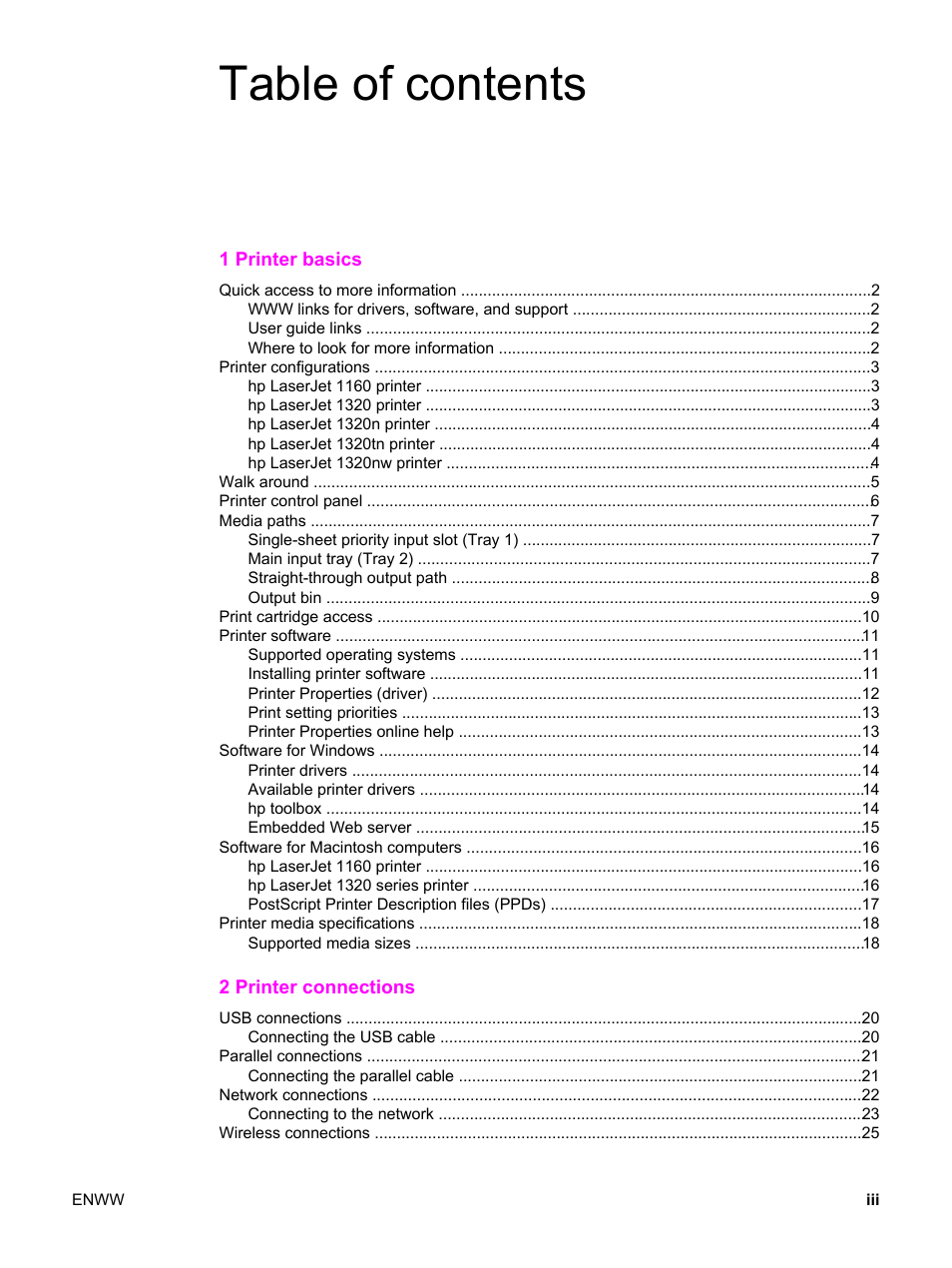 HP LaserJet 1320 User Manual | Page 5 / 184