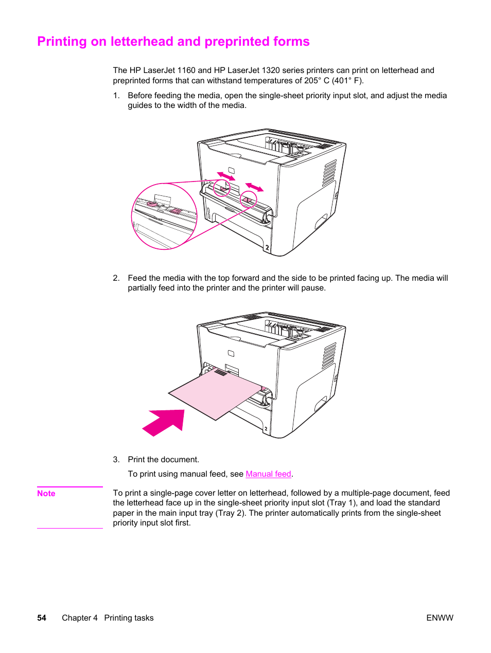 Printing on letterhead and preprinted forms | HP LaserJet 1320 User Manual | Page 64 / 184