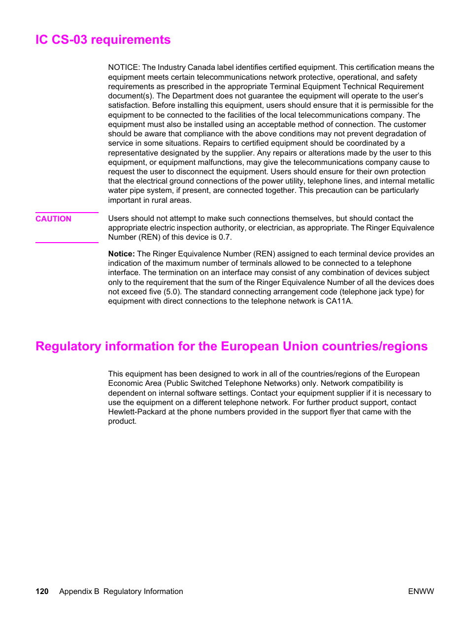 Ic cs-03 requirements | HP LaserJet 3015 User Manual | Page 130 / 164